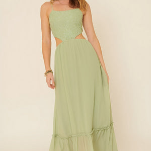 Chiffon Floral Lace Maxi Dress