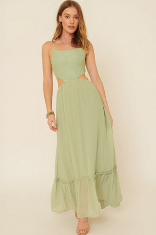 Chiffon Floral Lace Maxi Dress