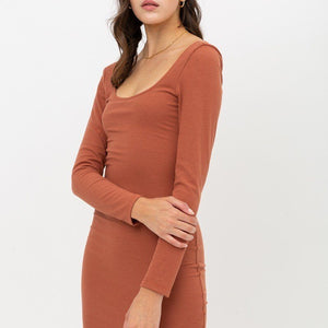 Basic Rib Dress With Long Sleeve