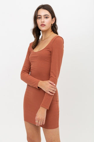 Basic Rib Dress With Long Sleeve