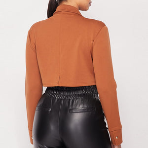 Cropped Power Shoulder Blazer Bodysuit