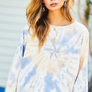 Round Neck Oversize Fit Crop Tie-dye French Terry Pullover