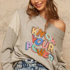 Heather Grey A French Terry Knit Graphic Sweatshirt