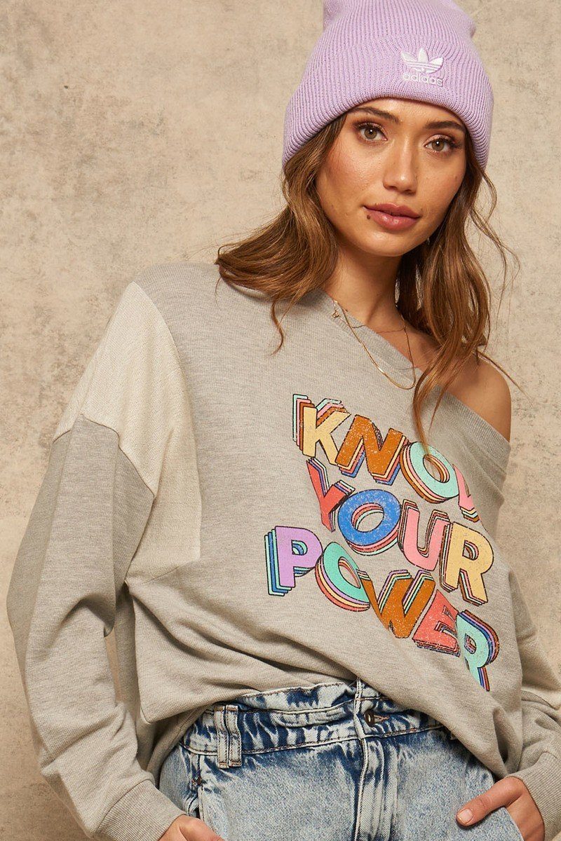 Heather Grey A French Terry Knit Graphic Sweatshirt