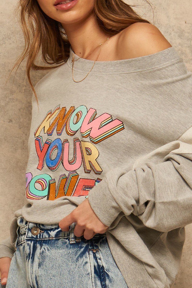 Heather Grey A French Terry Knit Graphic Sweatshirt