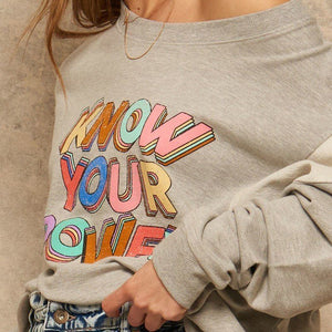 Heather Grey A French Terry Knit Graphic Sweatshirt