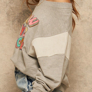 Heather Grey A French Terry Knit Graphic Sweatshirt