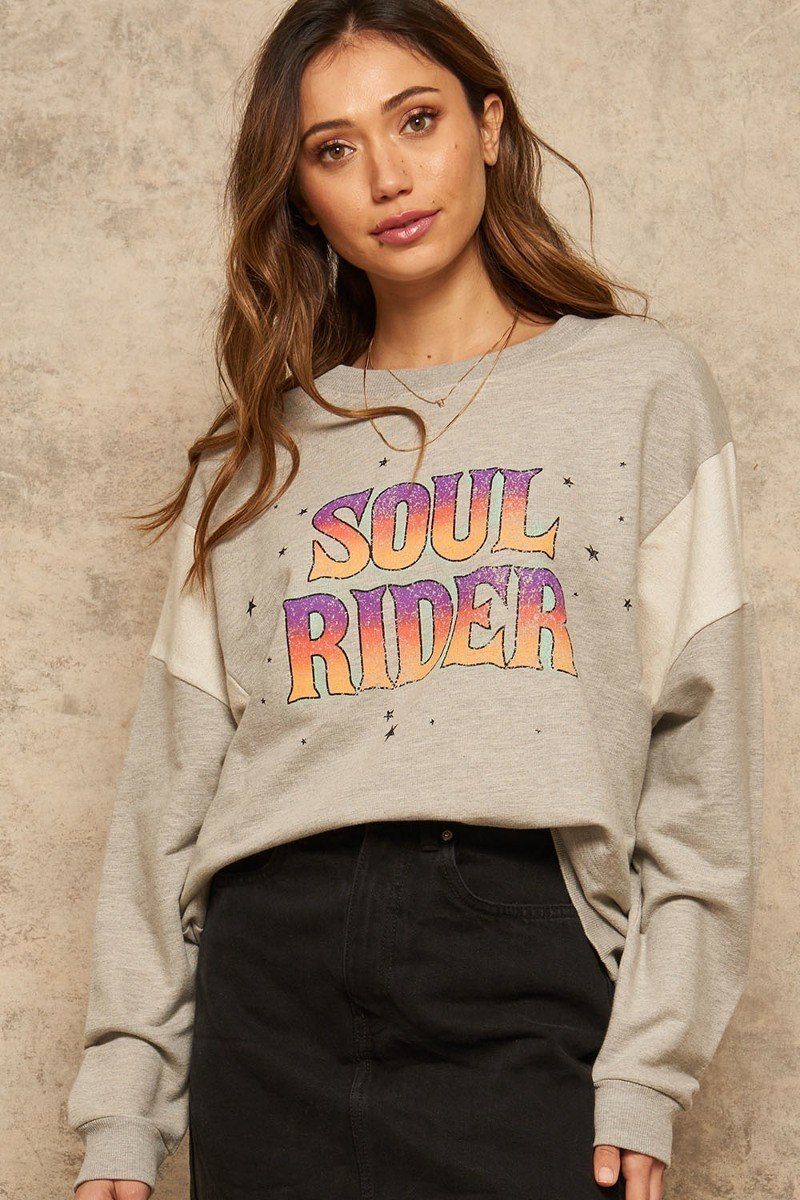 Heather Grey A French Terry Knit Graphic Sweatshirt