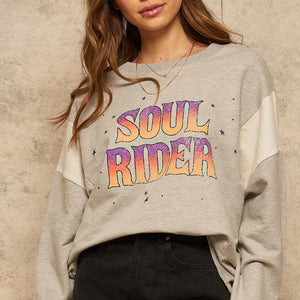 Heather Grey A French Terry Knit Graphic Sweatshirt