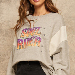 Heather Grey A French Terry Knit Graphic Sweatshirt