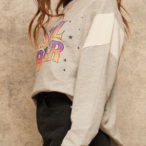 Heather Grey A French Terry Knit Graphic Sweatshirt