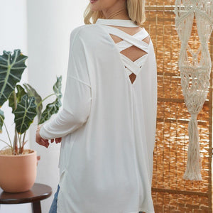 Criss Cross Open Back Longsleeve Top