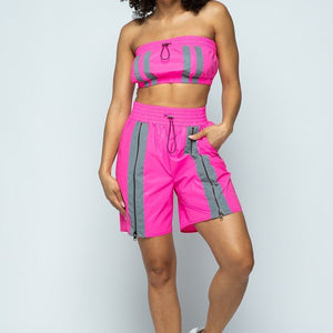 Cropped Mini Tube Top and Lined Thigh Length Shorts Set