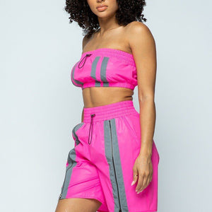 Cropped Mini Tube Top and Lined Thigh Length Shorts Set