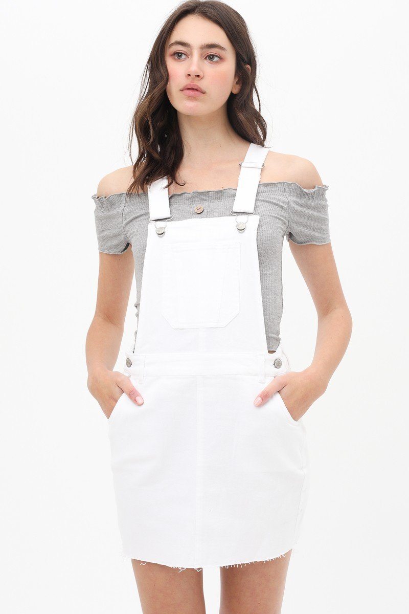 Square Neck Button-Up Jumpsuit in White