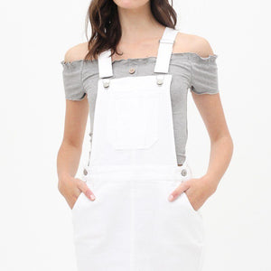 Square Neck Button-Up Jumpsuit in White