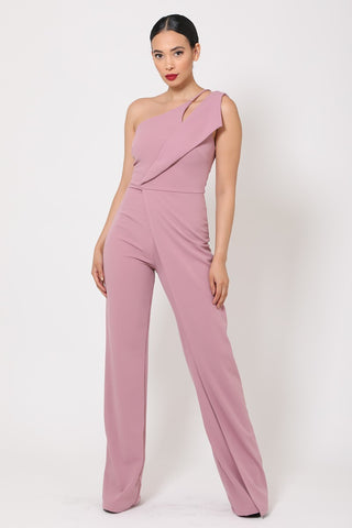 One Shoulder Jumpsuit - Chic Flared Design & Comfortable Fit