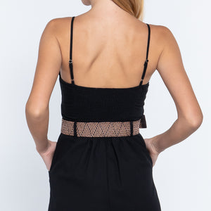 Sweetheart Neck Belted Romper in Black