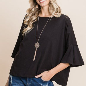 Solid Cotton Casual Top