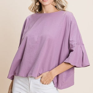 Lavender Solid Cotton Casual Top