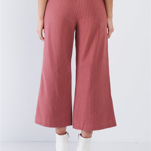 Dusty Rose Pink Cotton Pinstripe Gaucho Pants