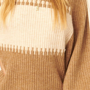 Ribbed Knit Sweater Mini Dress in Camel