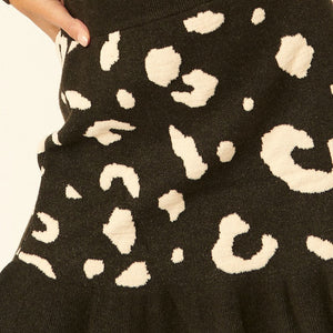 Leopard-print Knit Mini Skirt