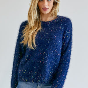 Navy Cute Multi Color Polak Dot Sweater