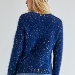 Navy Cute Multi Color Polak Dot Sweater