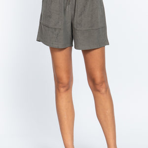 Olive Terry Toweling Shorts