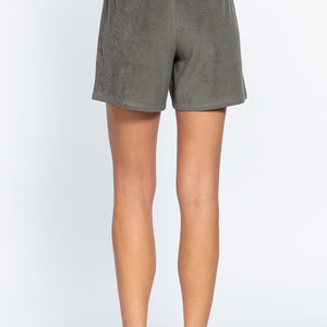 Olive Terry Toweling Shorts