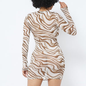 Printed Mesh Dress