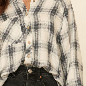 Oversized Loose Fit Plaid Shirt