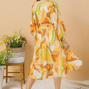 A Printed Woven Midi Dress