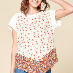 Ditsy Floral Border Printed Loose-fit Tee