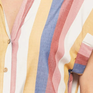 A Woven Shirt In Multicolor Striped With Collared Neckline