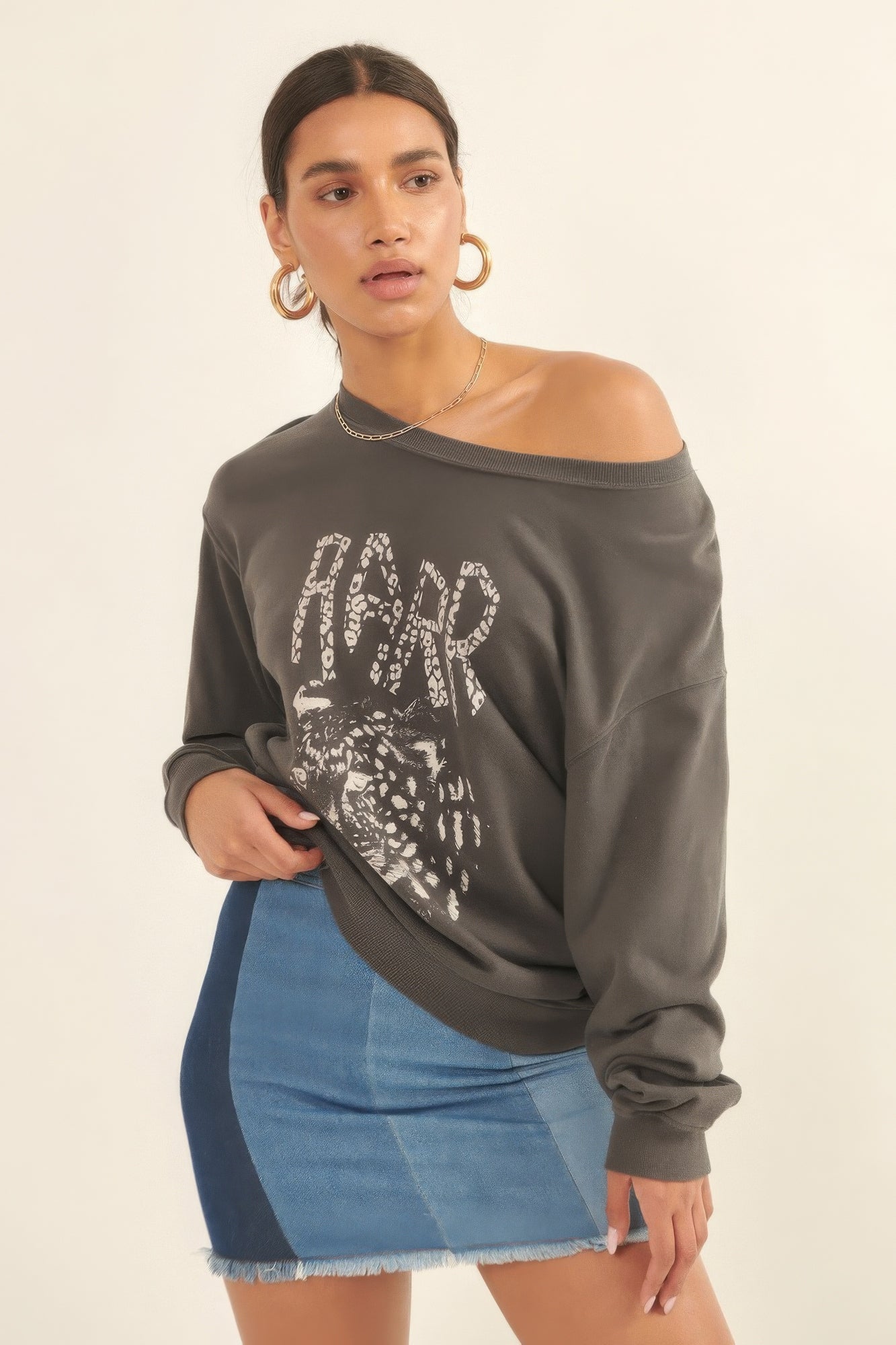 Garment Dyed French Terry Graphic Sweatshirt in Charcoal