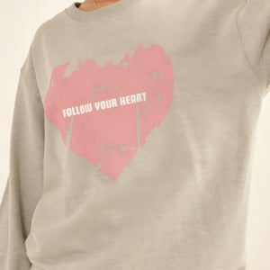 Vintage-style Heart Graphic Print French Terry Knit Sweatshirt