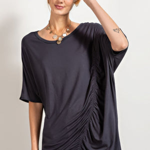 Smoke Loose Fit And Ruched Detailing Top