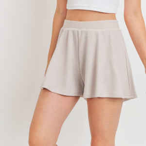 Light Taupe Flounce Shorts Micro Waffle