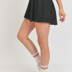 Black Flounce Shorts Micro Waffle