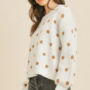 Ivory Multi Polka Dots Long Sleeve Top