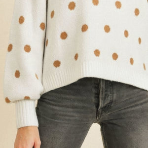 Ivory Multi Polka Dots Long Sleeve Top