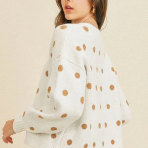 Ivory Multi Polka Dots Long Sleeve Top