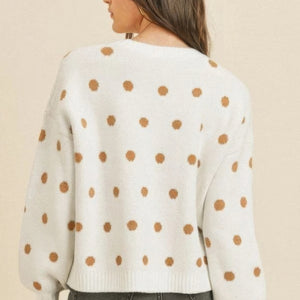 Ivory Multi Polka Dots Long Sleeve Top