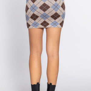 Argyle Jacquard Sweater Mini Skirt