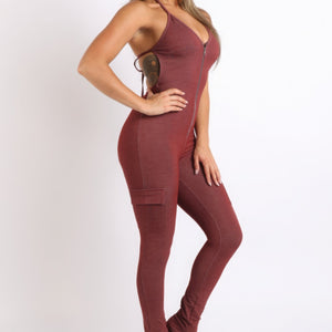 Cargo pocket halter jumpsuit