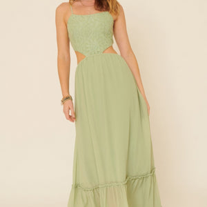 Chiffon Floral Lace Maxi Dress