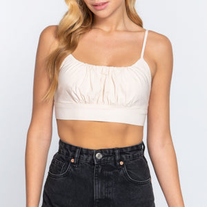 Back Ribbon Tie Cami Crop Top