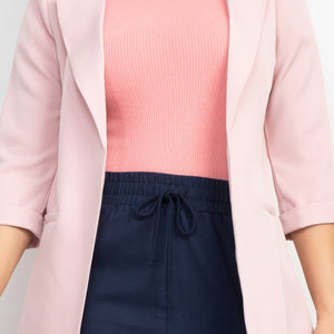 Blush Open Front Notch Solid Jacket